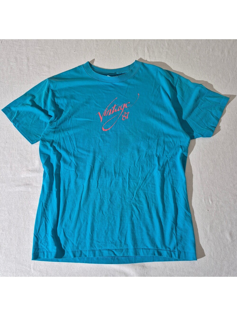 Turquoise Vintage 87 Wine XL XLarge T-shirt Single Stitch 80s